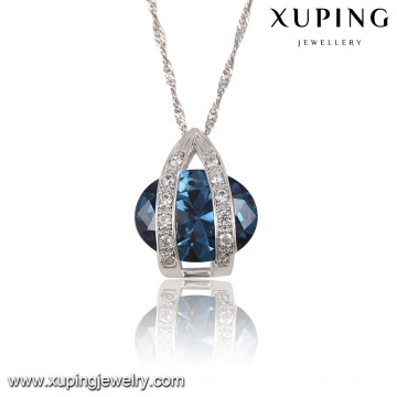 32586 Fashion Elegant Rhodium Oval CZ Diamond Imitation Women Jewelry Chain Pendant